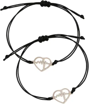 1 Pair Electrocardiogram Charm Bracelet for Women Braided Jewelry Minimalist Aesthetic Accessory for Teen Fashionable Any Occasion