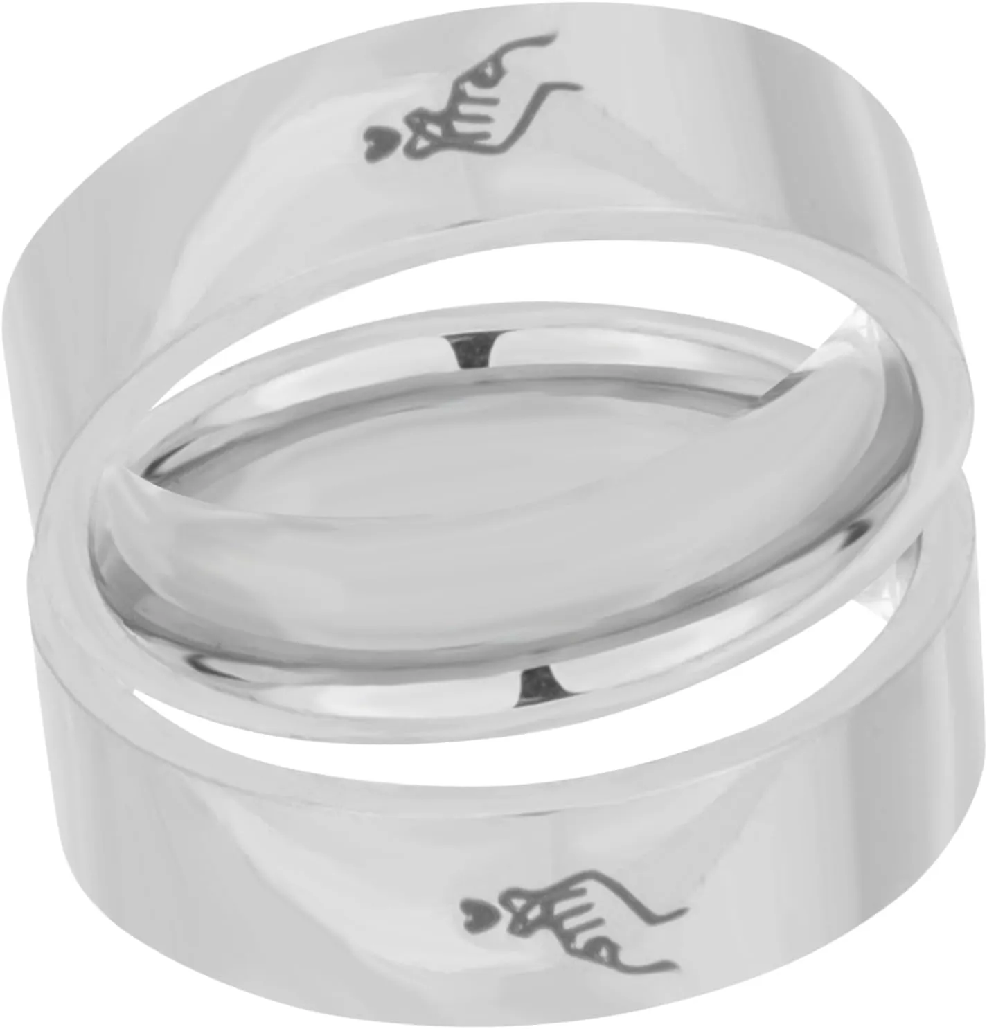1 Pair Love Heart Promise Rings for Couples Matching Engagement Band for Him and Her Comfortable Wear Engraved Romantic Design present for Weddings and Anniversaries