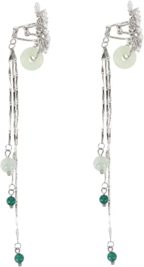 1 Pair Tassel Earring Clips for Women Minimalist Zircon Dangle Drop Ear Jewelry Elegant Face Shaping Ear Decoration for Casual
