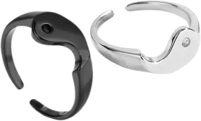 1 Pair Yin Couple Ring Decorative Matching Engagement Rings for Lovers Elegant Design present for Valentine Day Birthdays and Special Occasions