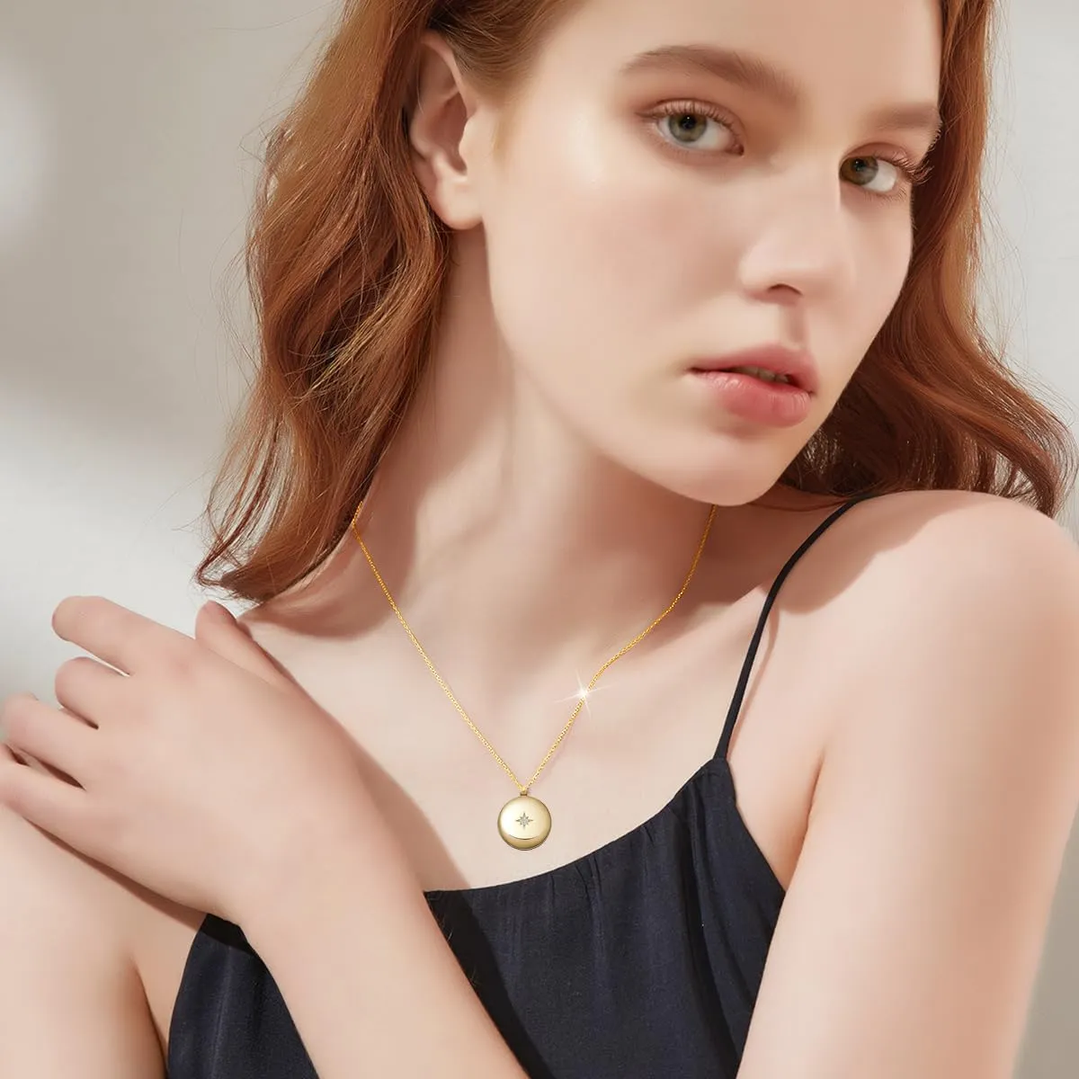 10K 14K 18K Gold Locket Necklace for Women Real Gold Photo Lockets That Holds Picture Personalised Heart Photo Necklace Sterling Silver Aniversary Gift for Wife Girlfriend Mom Her 16''-18''