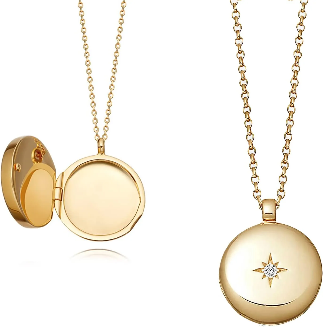 10K 14K 18K Gold Locket Necklace for Women Real Gold Photo Lockets That Holds Picture Personalised Heart Photo Necklace Sterling Silver Aniversary Gift for Wife Girlfriend Mom Her 16''-18''