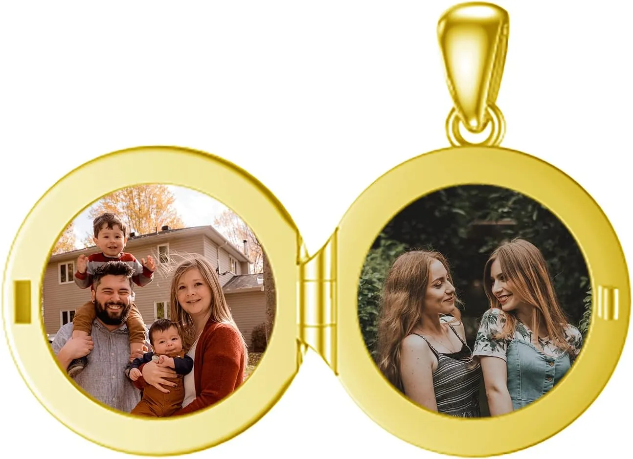 10K 14K 18K Gold Locket Necklace for Women Real Gold Photo Lockets That Holds Picture Personalised Heart Photo Necklace Sterling Silver Aniversary Gift for Wife Girlfriend Mom Her 16''-18''
