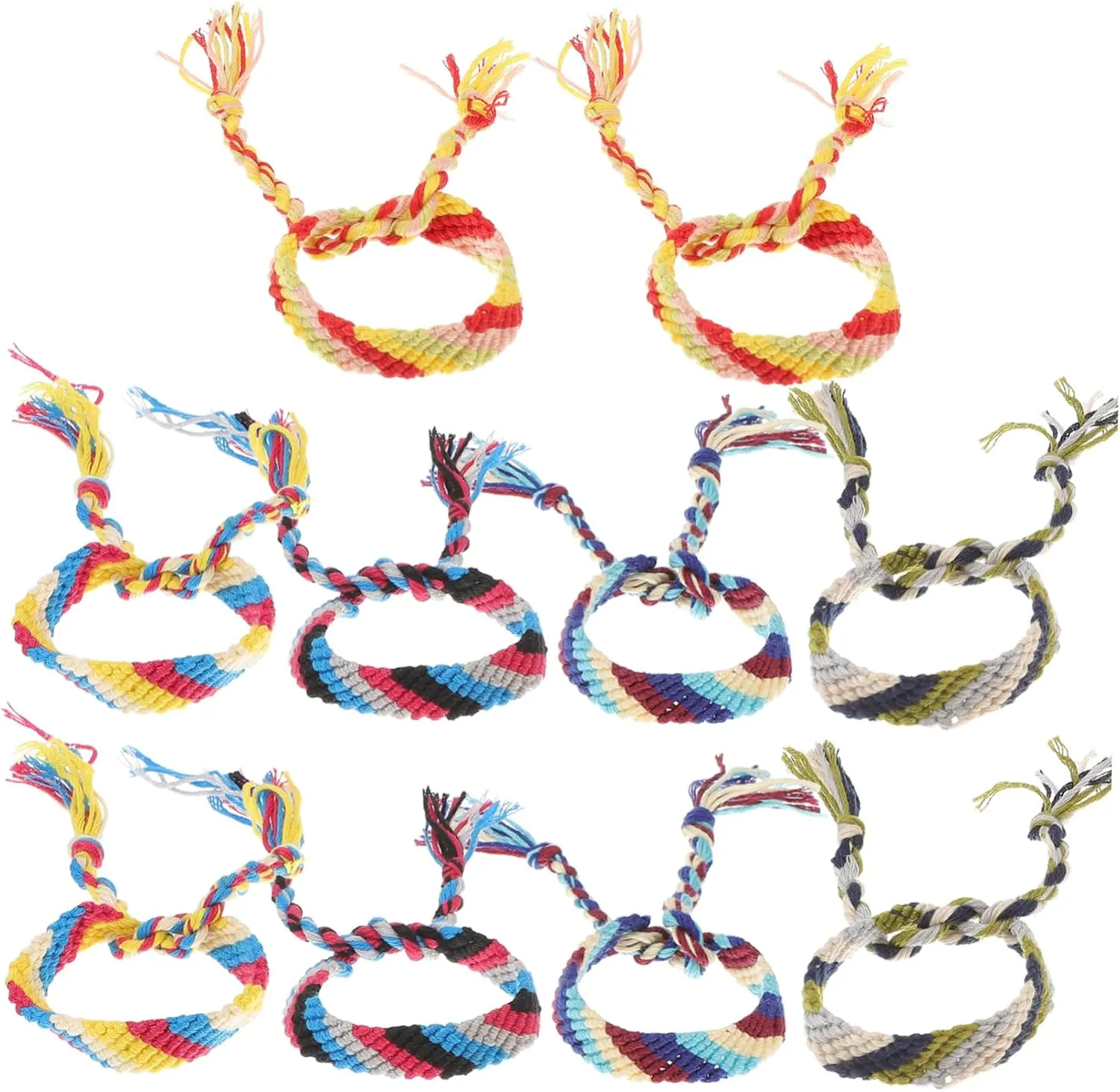 10pcs Hand Knitting Bracelet Ethnic Wrist Chains for Women Easy to Wear Friendship Jewelry for Daily Life and Travel