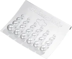 12 Pairs Composite Pearl Stud Earrings, Hypoallergenic Mixed Sizes Simulated Round Ball Pearls Stud Earrings, Lightweight Earrings Set for Women