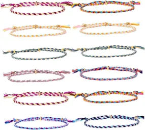 12 Pcs Adjustable Style Hand Woven Wrist Chains and Skin Friendly Beaded Bracelets for Daily Wear and Special Occasions Mixed Color