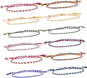 12 Pcs Style Rope Adjustable Wrist Chain Fashion Bracelet for Women Unique Hand Woven Design Special Occasions Durable and Distinct