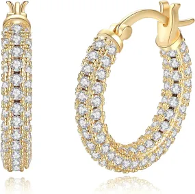 14K Gold Hoop Cubic Zirconia Hoops Earrings for Womens Gold Hoop Earrings Jewelry Gifts for Sensitive Ears