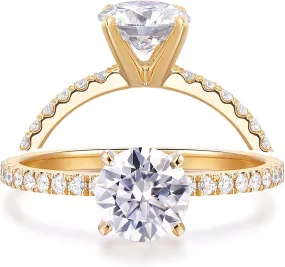 14K Gold Moissanite Engagement Ring 1ct Solitaire Moissanite Rings for Women 14K Gold Engagement Rings for Women