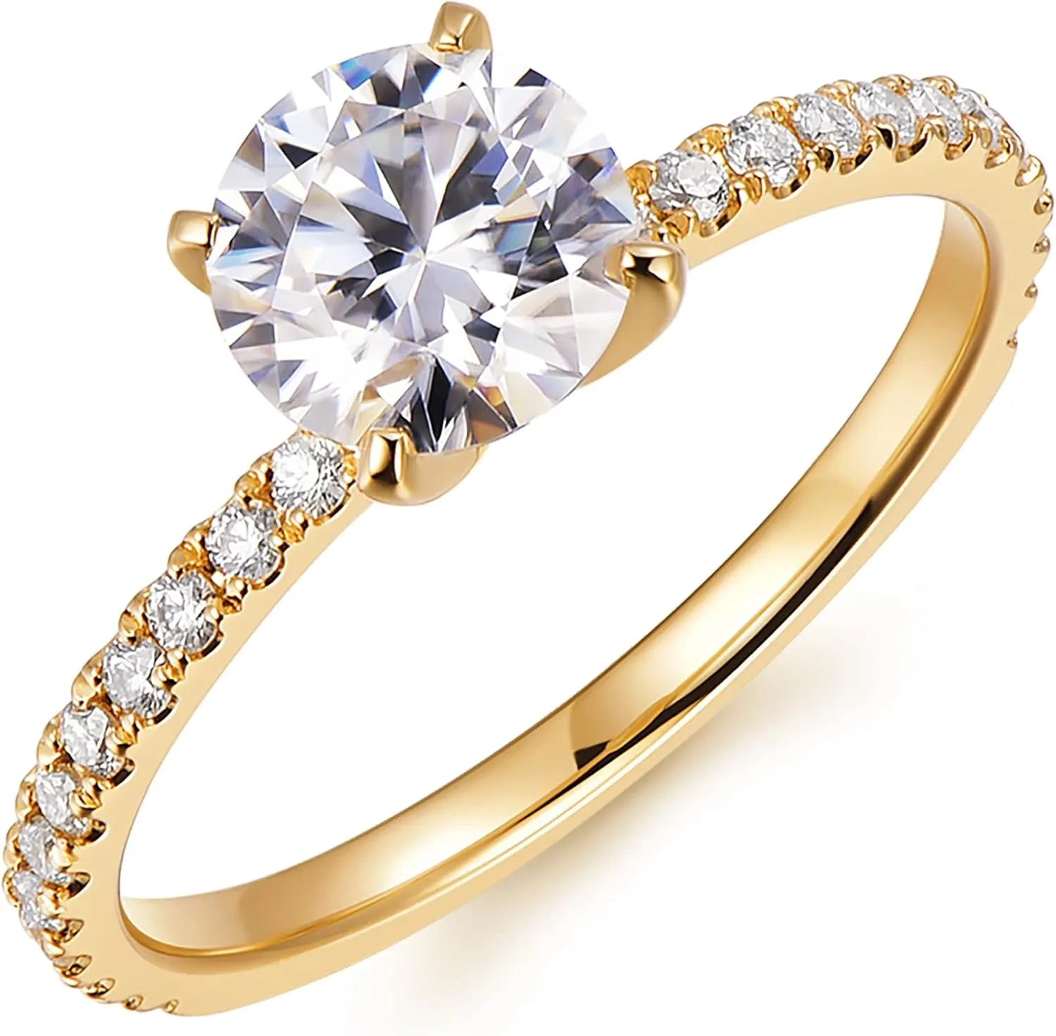 14K Gold Moissanite Engagement Ring 1ct Solitaire Moissanite Rings for Women 14K Gold Engagement Rings for Women