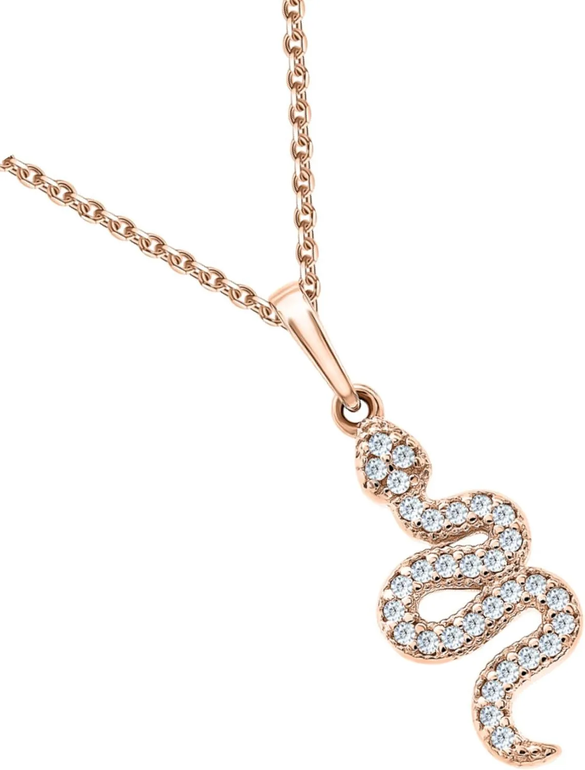 14k Gold Pave Diamond(0.15ct) Snake Pendant, Serpent Charm Necklace for Women, Dainty Animal Jewelry, Layered Gold Necklace, Unique Gift for Her.