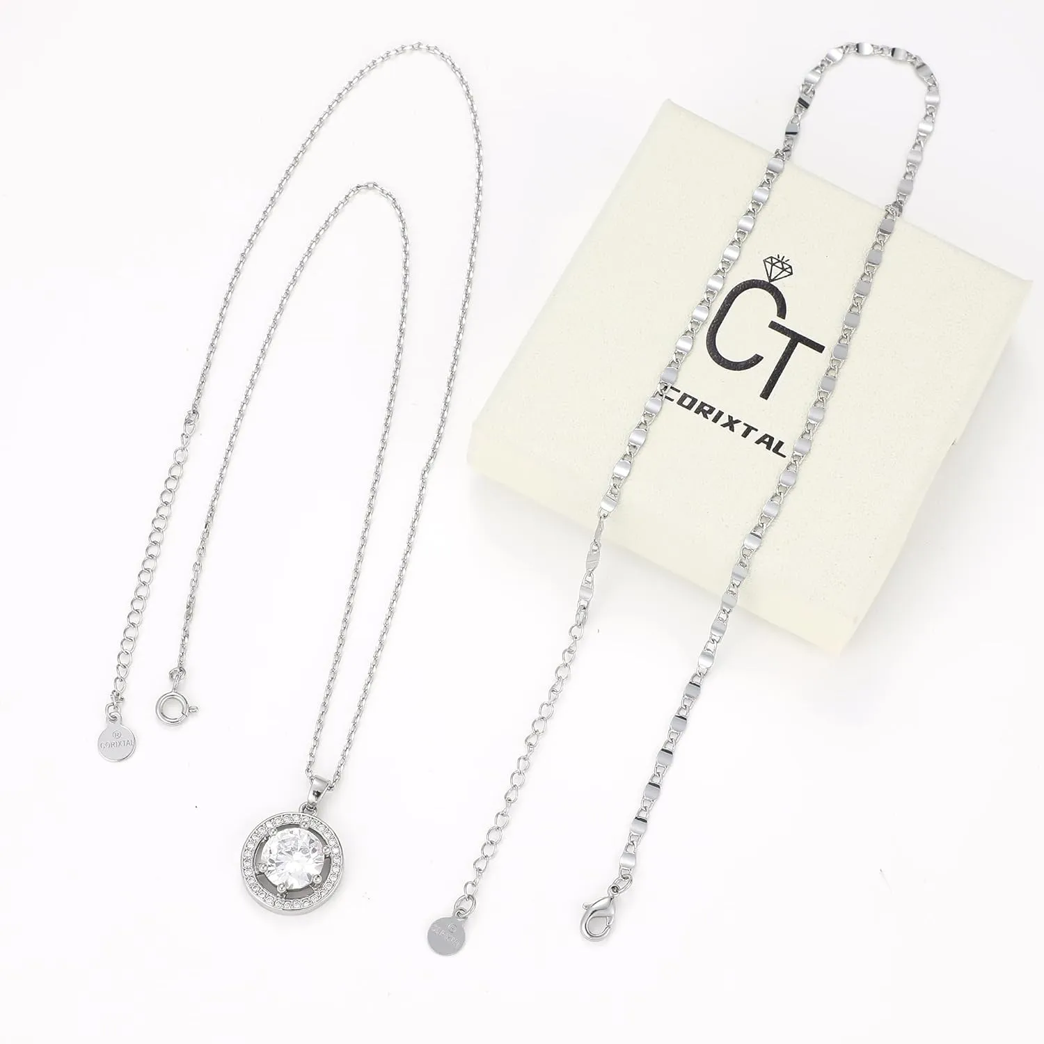 14K Gold Plated Cubic Zirconia Women's Layered Halo Necklace With Diamond Pendant