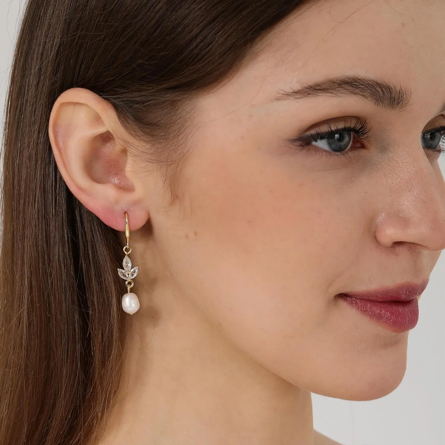14k Gold Plated Long Pearl Earrings for Women - Sterling Silver Post Dangle Tassel Drop Earrings for Prom