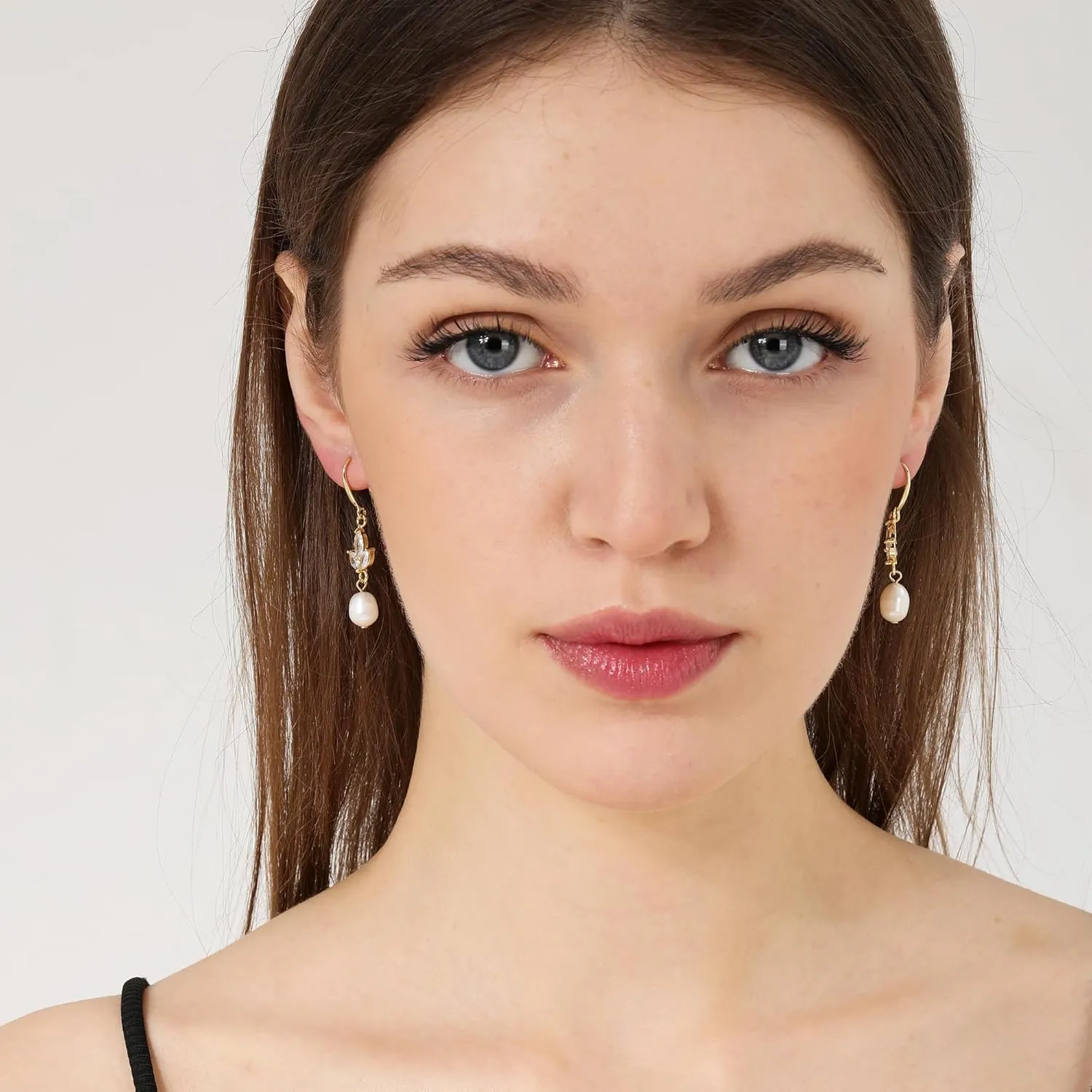 14k Gold Plated Long Pearl Earrings for Women - Sterling Silver Post Dangle Tassel Drop Earrings for Prom