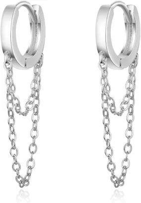 14K Gold Tassel Layerd Chain Earrings for Women,Trendy Cartilage Piercing Dangle Drop Earrings for Gifts Party,Punk Huggie Earrings Jewelry