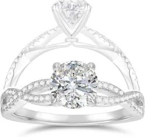 14K Moissanite Engagement Ring 14K Solid Gold 1ct Halo Twisted Moissanite Engagement Rings for Women