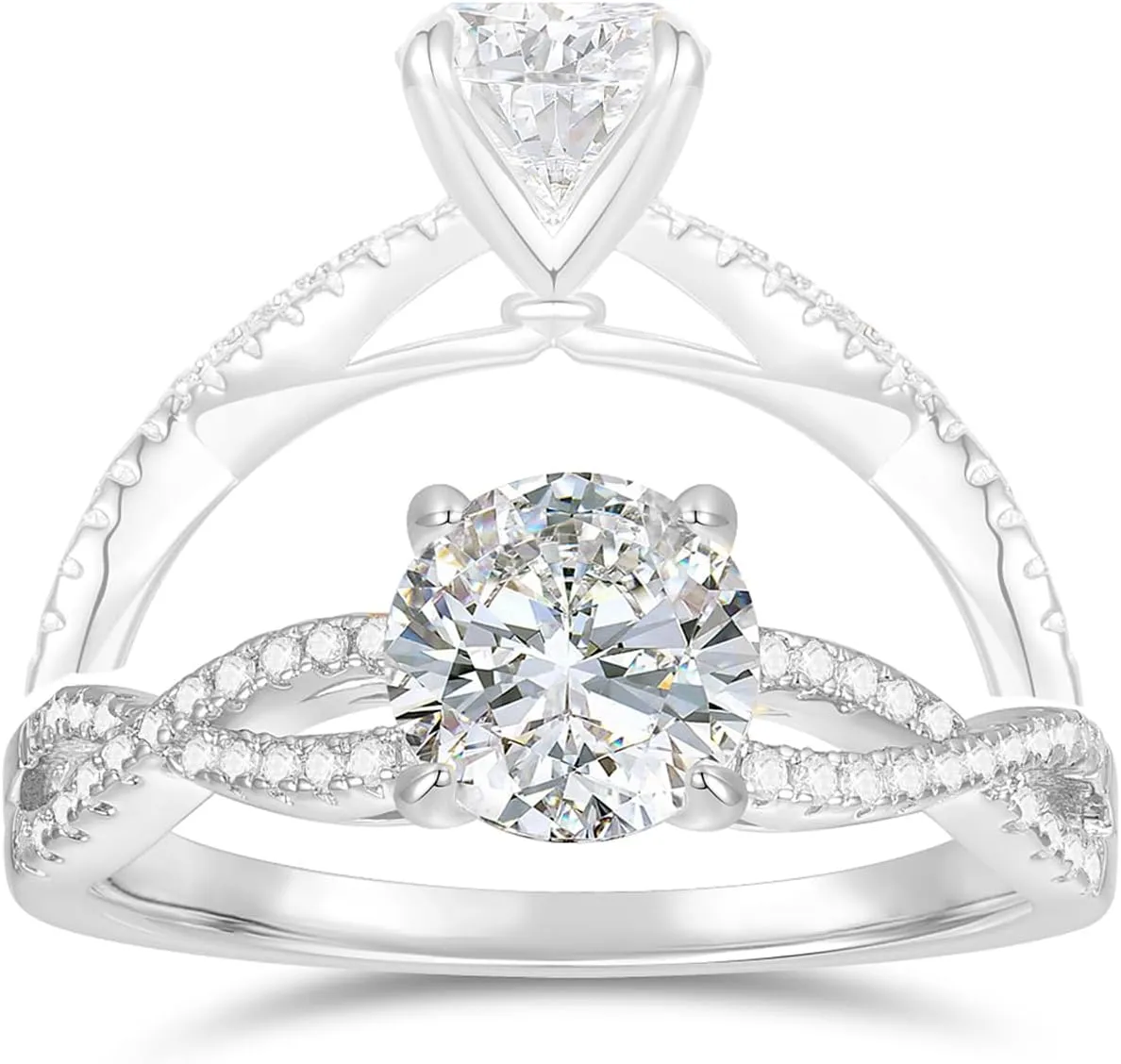 14K Moissanite Engagement Ring 14K Solid Gold 1ct Halo Twisted Moissanite Engagement Rings for Women