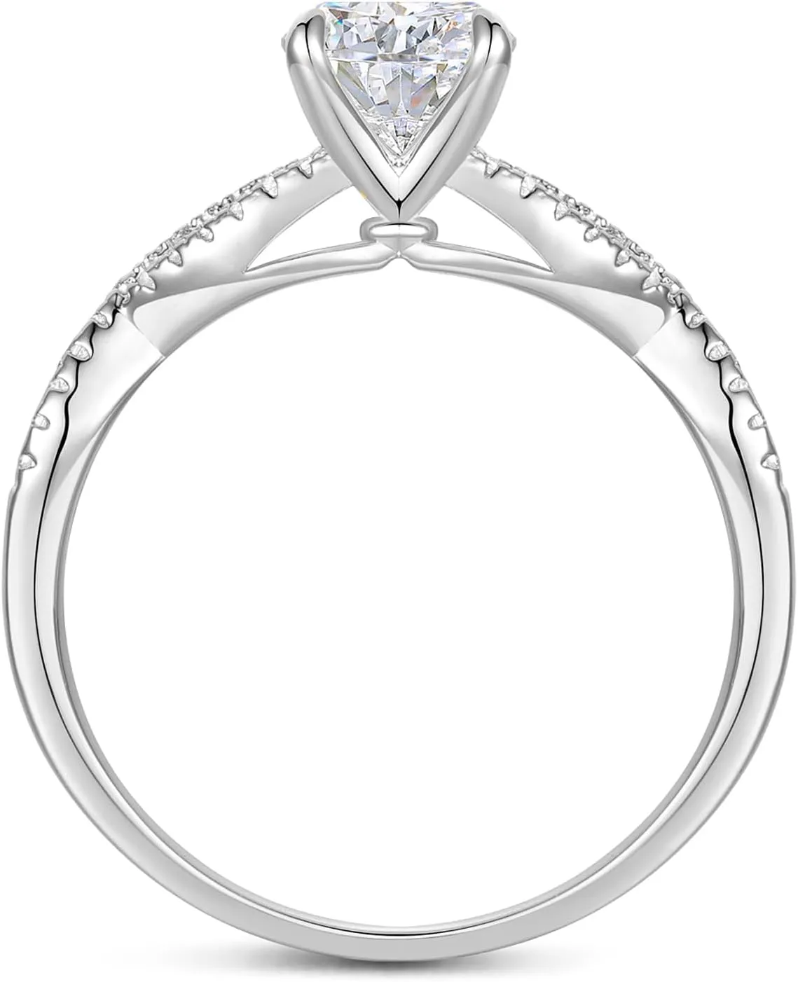 14K Moissanite Engagement Ring 14K Solid Gold 1ct Halo Twisted Moissanite Engagement Rings for Women