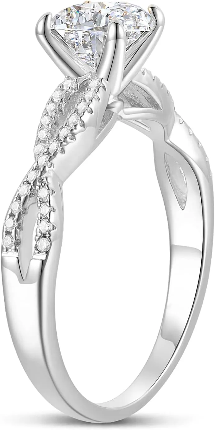 14K Moissanite Engagement Ring 14K Solid Gold 1ct Halo Twisted Moissanite Engagement Rings for Women