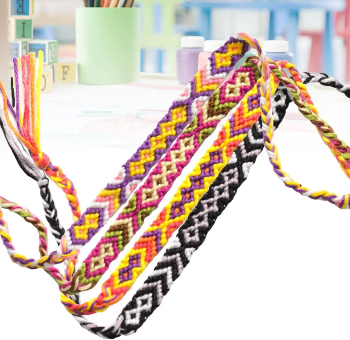16 Pcs Woven Bracelets Thread Bracelets Ethnic Woven Bracelet Colorful Woven Bracelet Handmade Braided