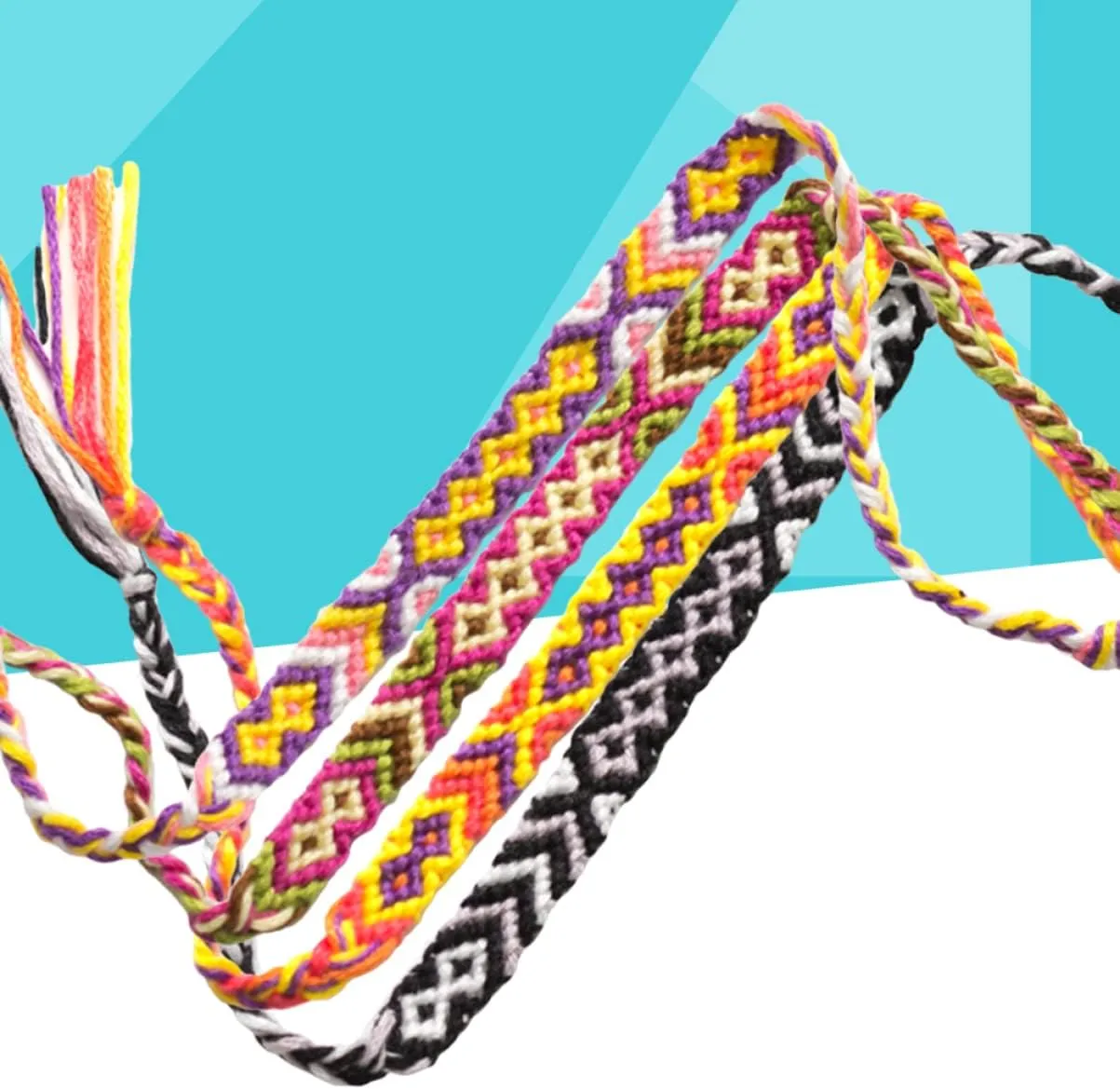 16 Pcs Woven Bracelets Thread Bracelets Ethnic Woven Bracelet Colorful Woven Bracelet Handmade Braided