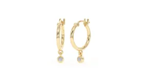 18K Gold Hoop Earrings for Women - Authentic 925 Sterling Silver Hoop Earrings with Natural Moonstone Crystal - Hypoallergenic June Birthstone Gift for Mothers Day