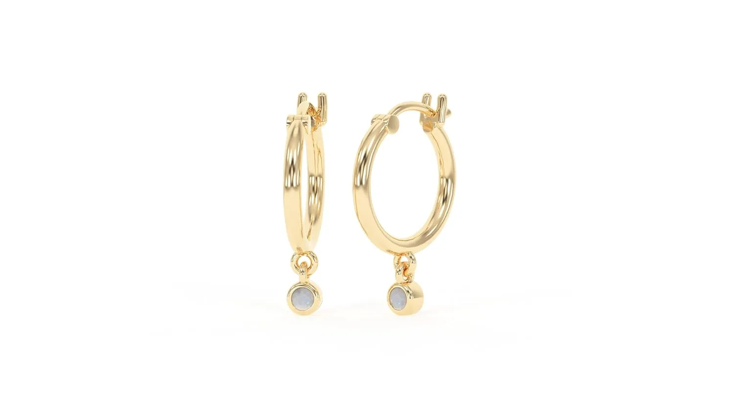 18K Gold Hoop Earrings for Women - Authentic 925 Sterling Silver Hoop Earrings with Natural Moonstone Crystal - Hypoallergenic June Birthstone Gift for Mothers Day