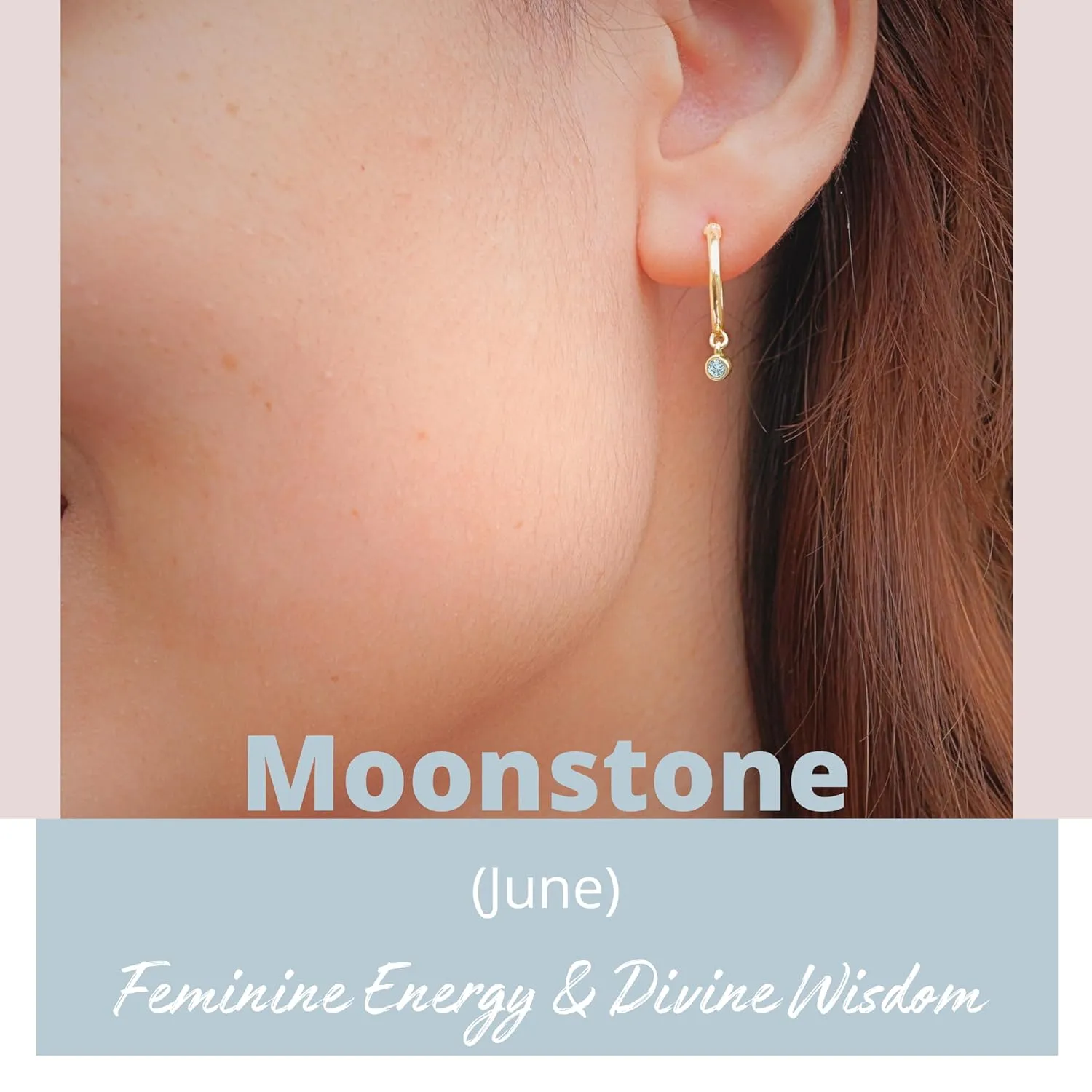 18K Gold Hoop Earrings for Women - Authentic 925 Sterling Silver Hoop Earrings with Natural Moonstone Crystal - Hypoallergenic June Birthstone Gift for Mothers Day
