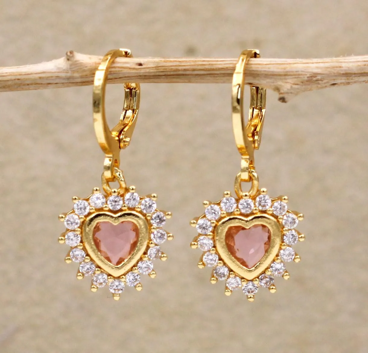 18K Gold Plated, 4 Pairs Drop Dangle Earrings Set for Women, Flower/Heart/Animal/Pearl Drop earrings, Hypoallergenic Cubic Zirconia Earrings, Lightweight, Party earrings, gold earrings, Jewelry for Gifts, Fashion