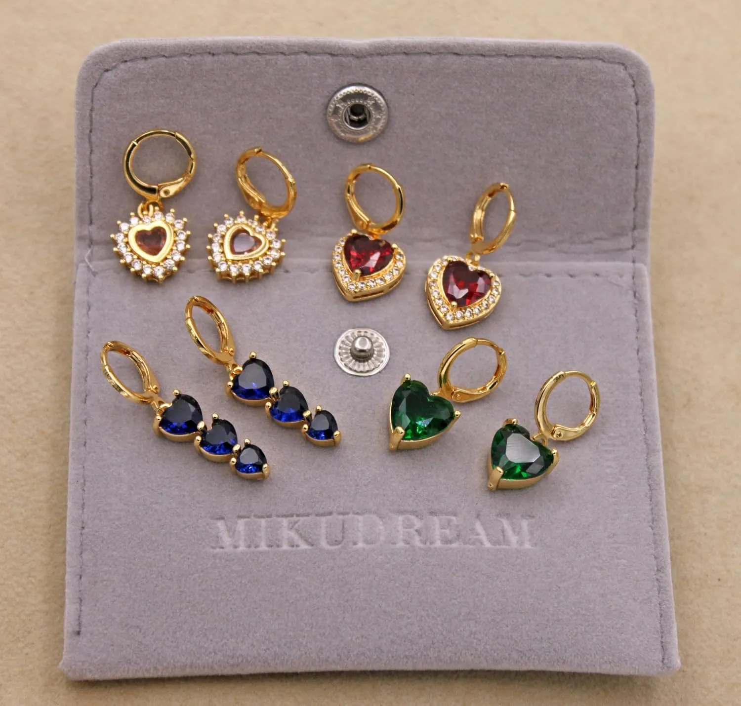 18K Gold Plated, 4 Pairs Drop Dangle Earrings Set for Women, Flower/Heart/Animal/Pearl Drop earrings, Hypoallergenic Cubic Zirconia Earrings, Lightweight, Party earrings, gold earrings, Jewelry for Gifts, Fashion