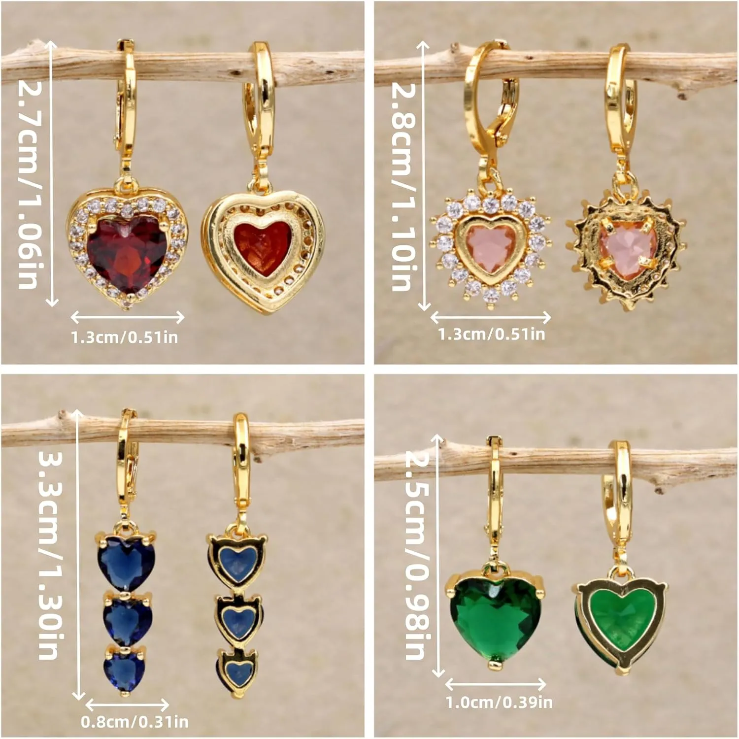 18K Gold Plated, 4 Pairs Drop Dangle Earrings Set for Women, Flower/Heart/Animal/Pearl Drop earrings, Hypoallergenic Cubic Zirconia Earrings, Lightweight, Party earrings, gold earrings, Jewelry for Gifts, Fashion