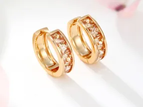 18K Gold Plated Cubic Zirconia Small Gold Huggie Hoop Earrings, Hypoallergenic Gold Huggie Hoop Earrings for Women, Pink, Red, Purple, White, Champagne, Green, Multi, Elegant Look