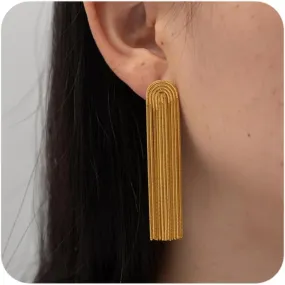 18K Gold Plated Long Tassel Earrings for Women - Statement Dangle Earrings for Wedding Jewelry