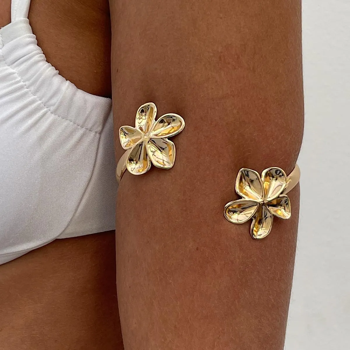 18K Gold/Silver Arm Cuff Jewelry for Women Adjustable Layered Bracelets Upper Arm Cuff Bangle Gold Waterproof Wristbands Bracelets Hawaii Boho Summer Beach Essentials Jewelry for Surf bro Surfer(2.95'' W x 0.63oz WT)
