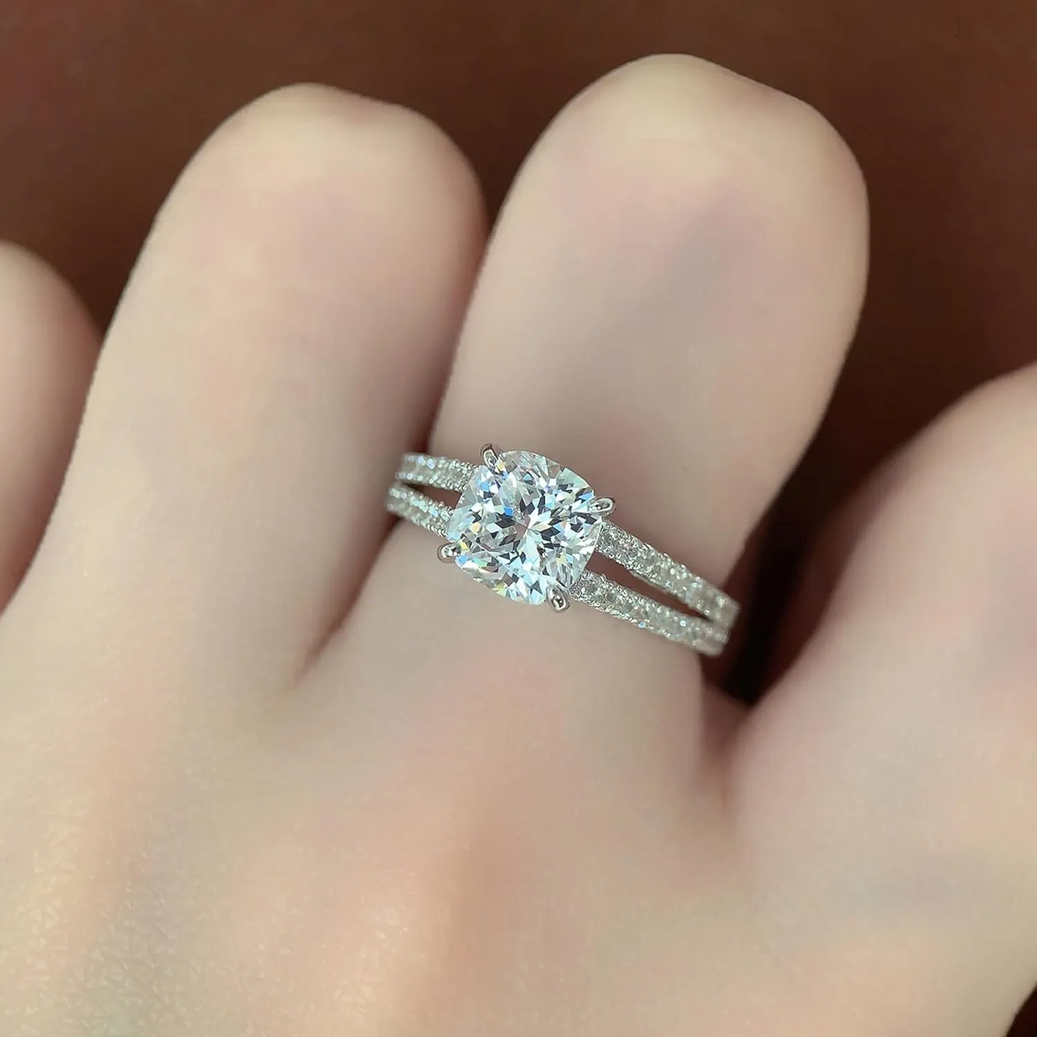 2 Carat Moissanite Engagement Ring Cushion Cut Moissanite Rings Cushion Cut Moissanite Engagement Ring