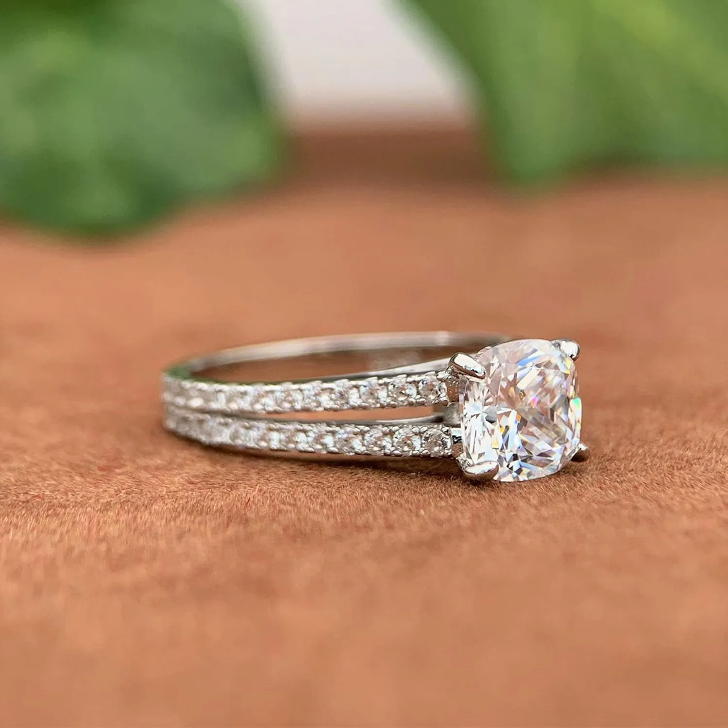 2 Carat Moissanite Engagement Ring Cushion Cut Moissanite Rings Cushion Cut Moissanite Engagement Ring