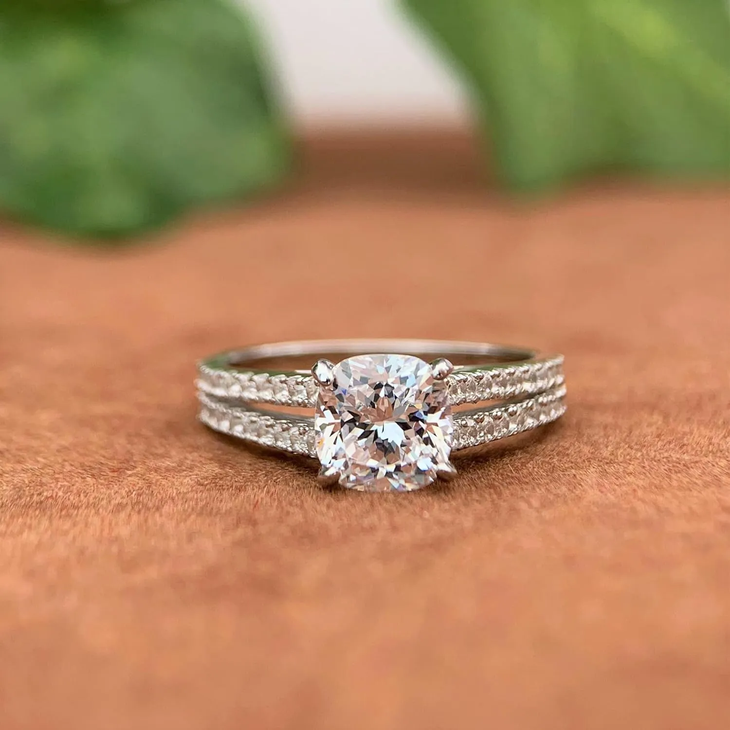 2 Carat Moissanite Engagement Ring Cushion Cut Moissanite Rings Cushion Cut Moissanite Engagement Ring
