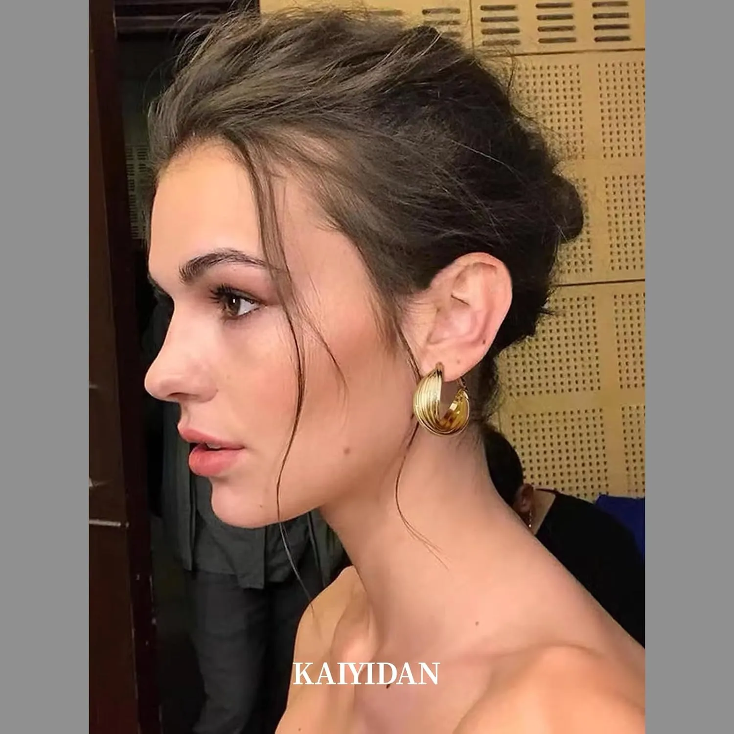 2 Pairs Gold/Silver Hoop Earrings For Women Set Trendy,14K Plated Gold Chunky Huggie Hoop Earings Pack,Oval Twisted Statement Silver Hoops,Fashion Jewelry Gift