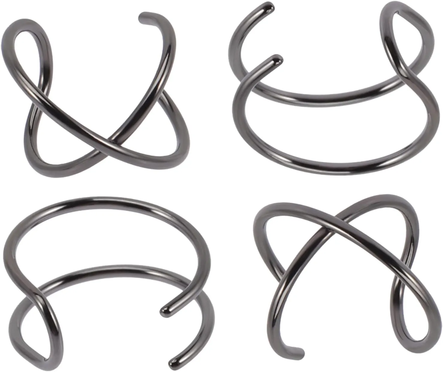 2 Pairs Minimalist Clip Ear Unisex Fake Cross Styles No Piercing Required for Accessories