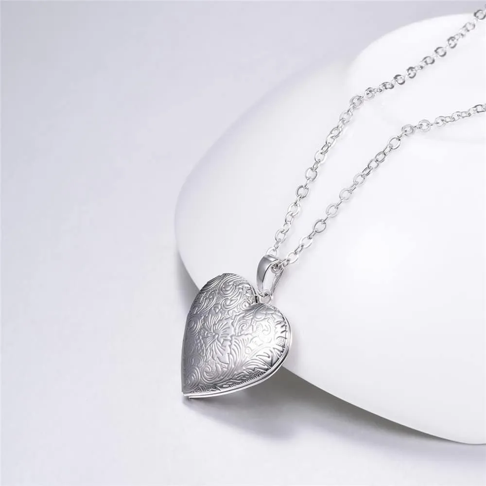 2 Pcs Locket Necklace that Holds Pictures Stainless Steel Locket Pendant Necklace Memory Photo Pendant Necklace for Women Girls