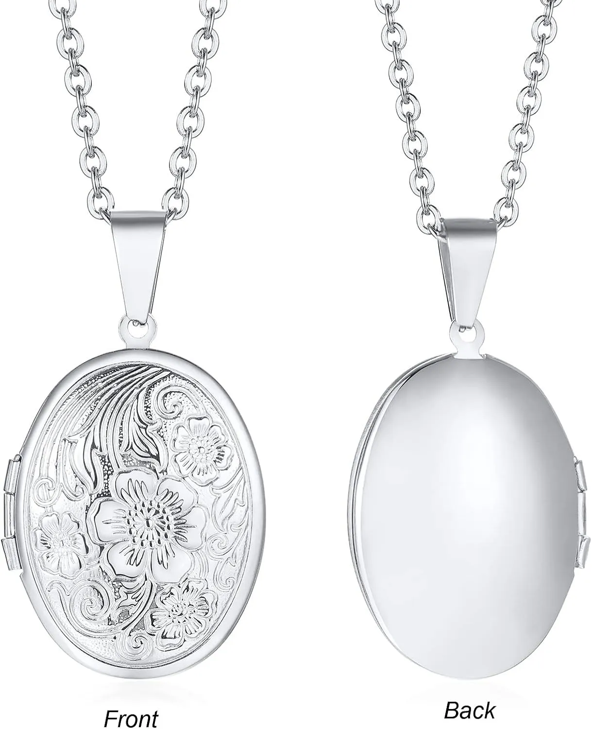 2 Pcs Locket Necklace that Holds Pictures Stainless Steel Locket Pendant Necklace Memory Photo Pendant Necklace for Women Girls