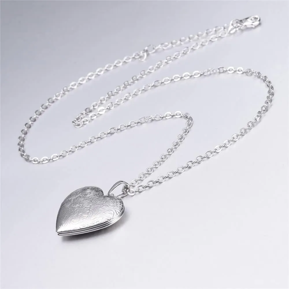 2 Pcs Locket Necklace that Holds Pictures Stainless Steel Locket Pendant Necklace Memory Photo Pendant Necklace for Women Girls