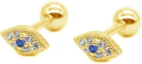 20g Blue Evil Eye Mini CZ Stud Earrings for Women Girls Dainty Minimalist 925 Sterling Silver Tiny Cartilage Tragus Small Cute Screw Back Hypoallergenic Studs for Daughter Bff Birthday