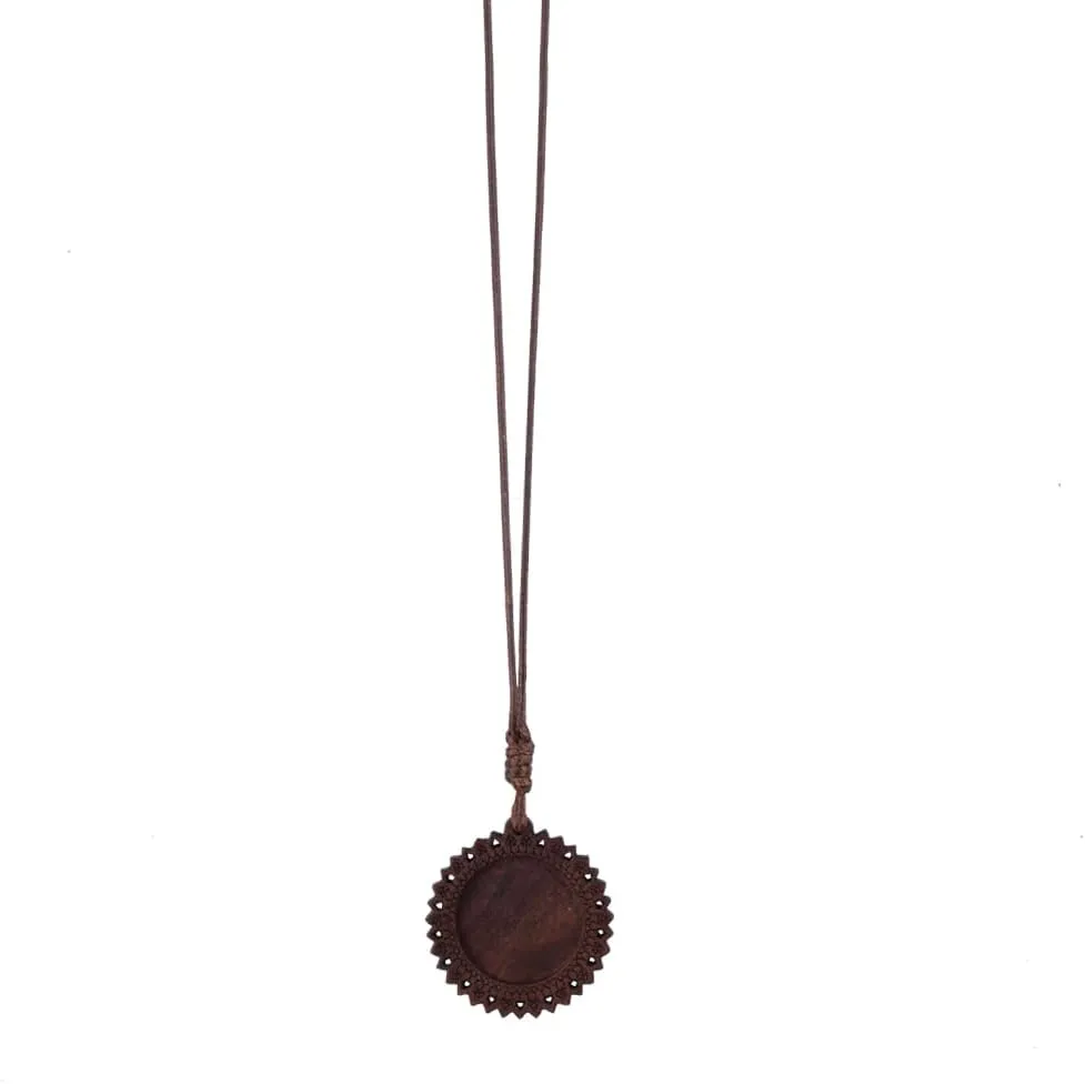 25mm Wood Light Charm Necklace Setting for Women Leather Cord Round Wooden Pendants for DIY Blanks Necklace for Female