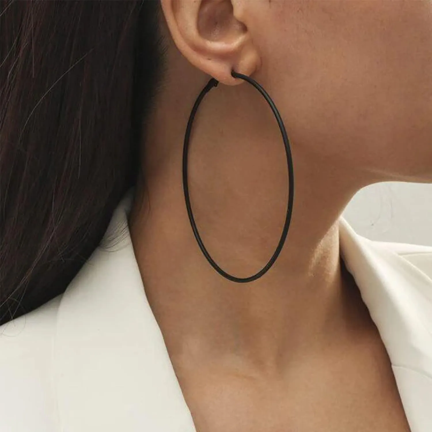 2mm Sterling Silver Big Hoop Earrings For Women - Large Hypoallergenic Circle Endless Thin Oversize Silver Hoops