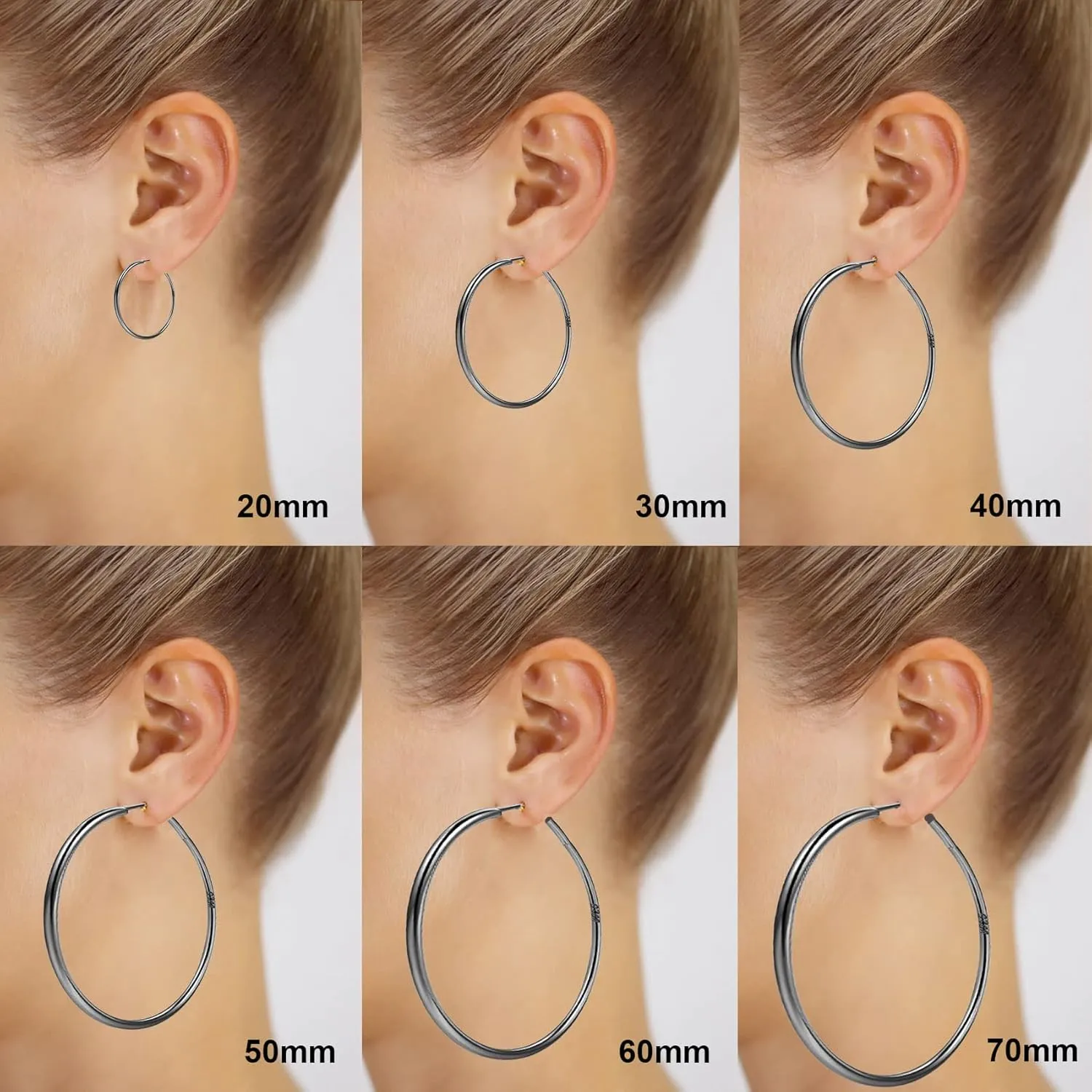 2mm Sterling Silver Big Hoop Earrings For Women - Large Hypoallergenic Circle Endless Thin Oversize Silver Hoops