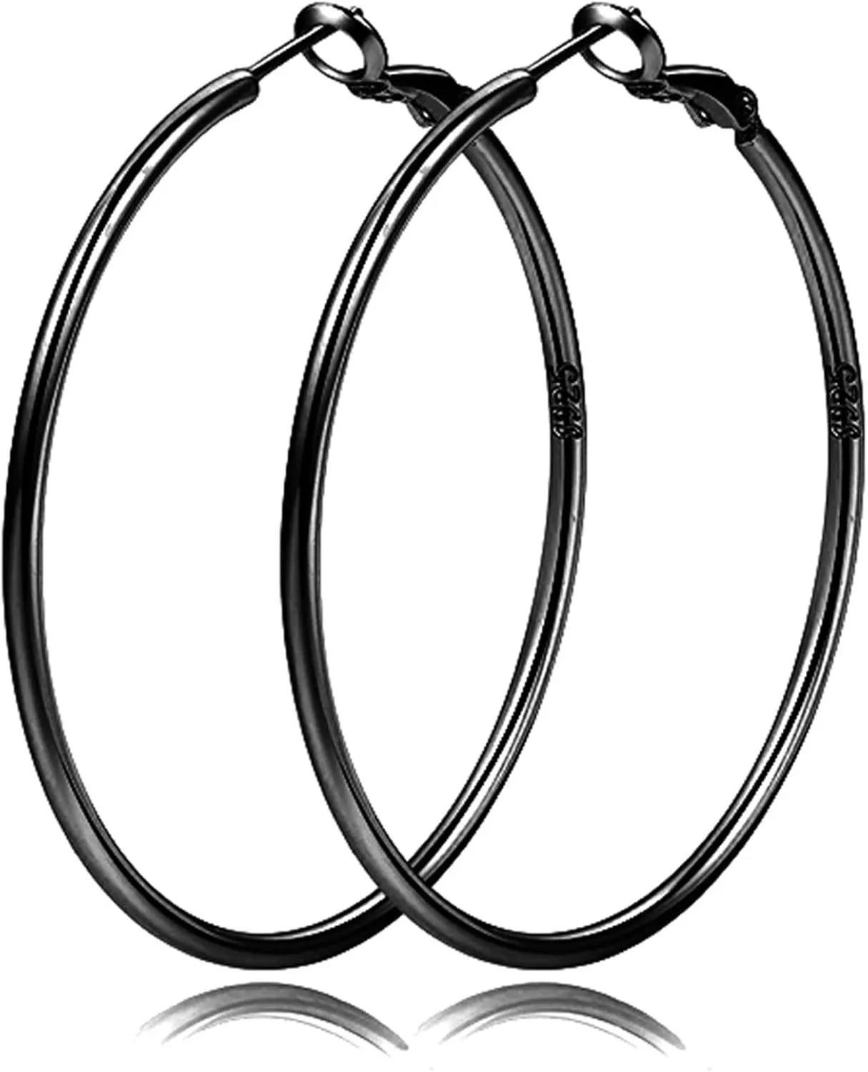 2mm Sterling Silver Big Hoop Earrings For Women - Large Hypoallergenic Circle Endless Thin Oversize Silver Hoops
