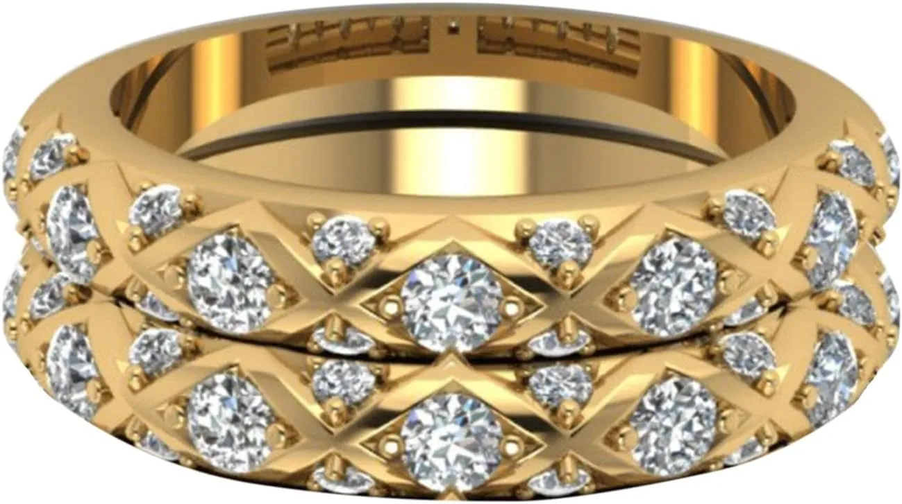 2pc Heart Ring His Hers Couples Rings Women's Yellow Gold Filled White CZ Wedding Engagement Ring Bridal Sets