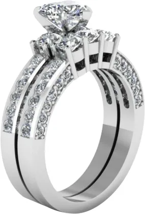 2pcs Cubic Zirconia Wedding Band for Women Stackable Diamond Engagement Ring Exquisite Boho Promise Ring Set Lady (Silver, 5)