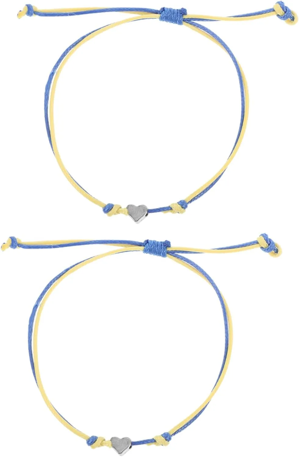 2pcs Heart Charm Woven Bracelet Adjustable Heart Charm String Bracelet for Women
